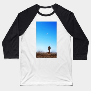 Beach Girl Kites Ombre Sky Baseball T-Shirt